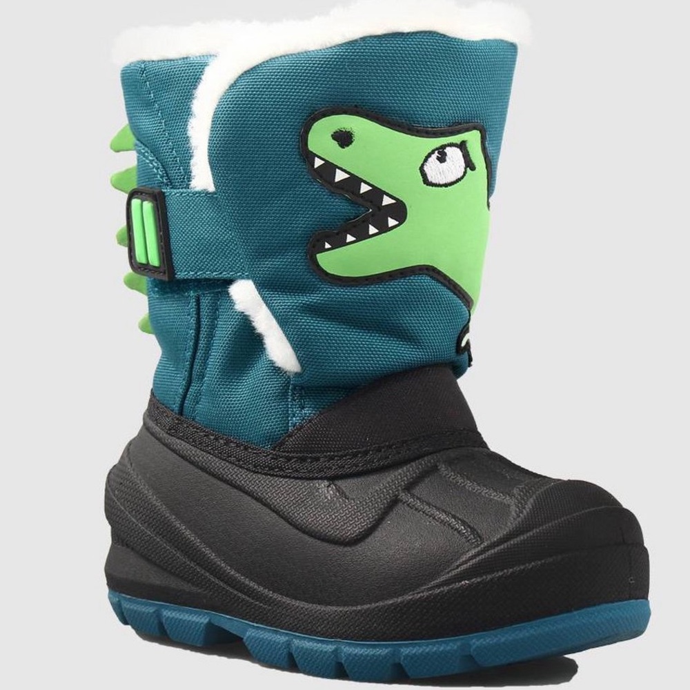 Cat & Jack Dinosaur Teal / Green Snow Boots 8
